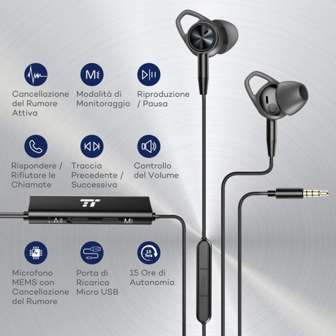1092 Taotronics Active Headset With Noise Cancelling Wired Headphones Anc Monitoring Mode Awareness Mems Microphone Aluminium Coating Black Matte Electronics Others On Carousell