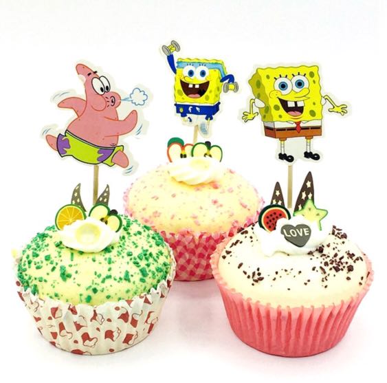 12 Pcs Spongebob Square Pants Patrick Cupcake Topper Cake Toppers