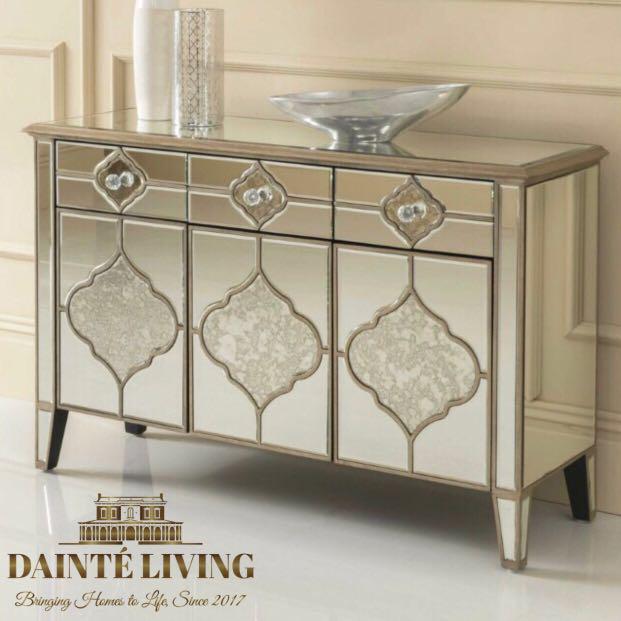 Annaelle Antique Mirrored Hallway Buffet Bespoke French Annaelle Antique Mirrored Hallway