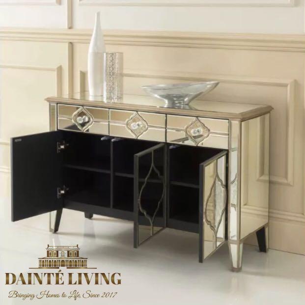 Annaelle Antique Mirrored Hallway Buffet Bespoke French Annaelle Antique Mirrored Hallway