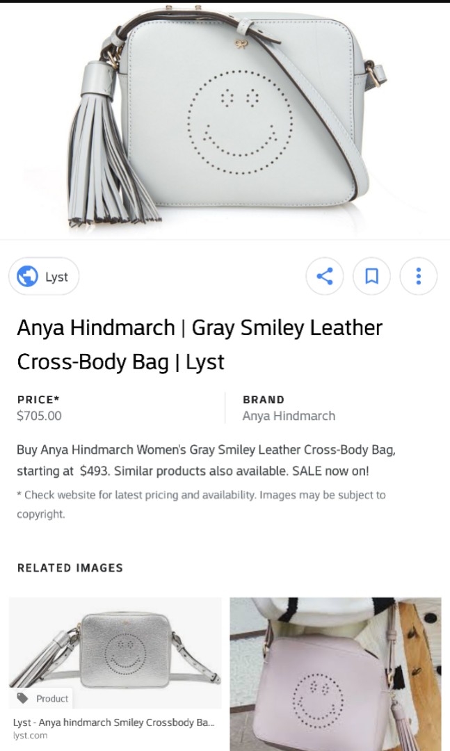 Anya hindmarch smiley face crossbody bag, Luxury, Bags & Wallets on