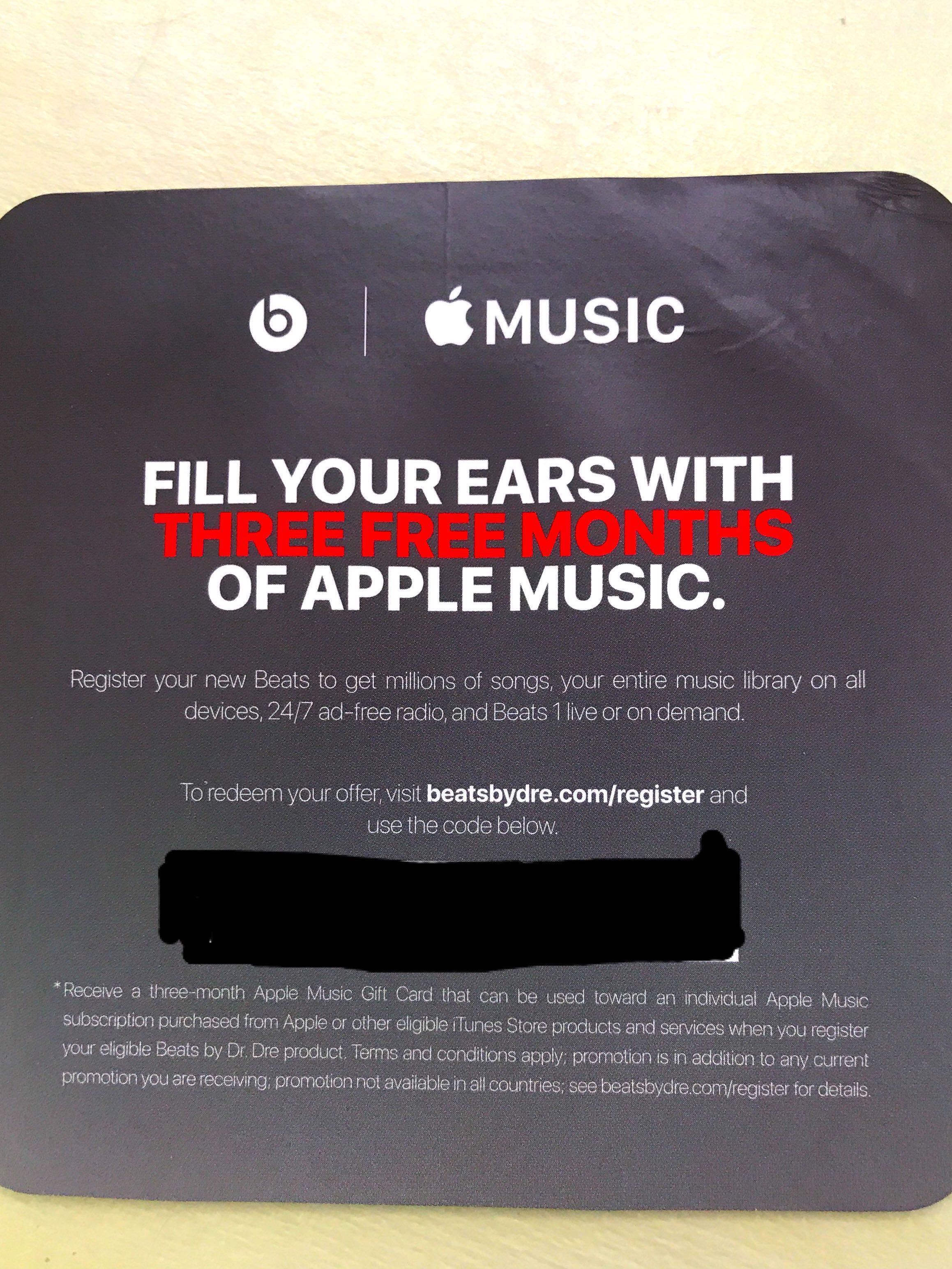 Apple Music 3 months gift card, Tickets & Vouchers, Vouchers ...