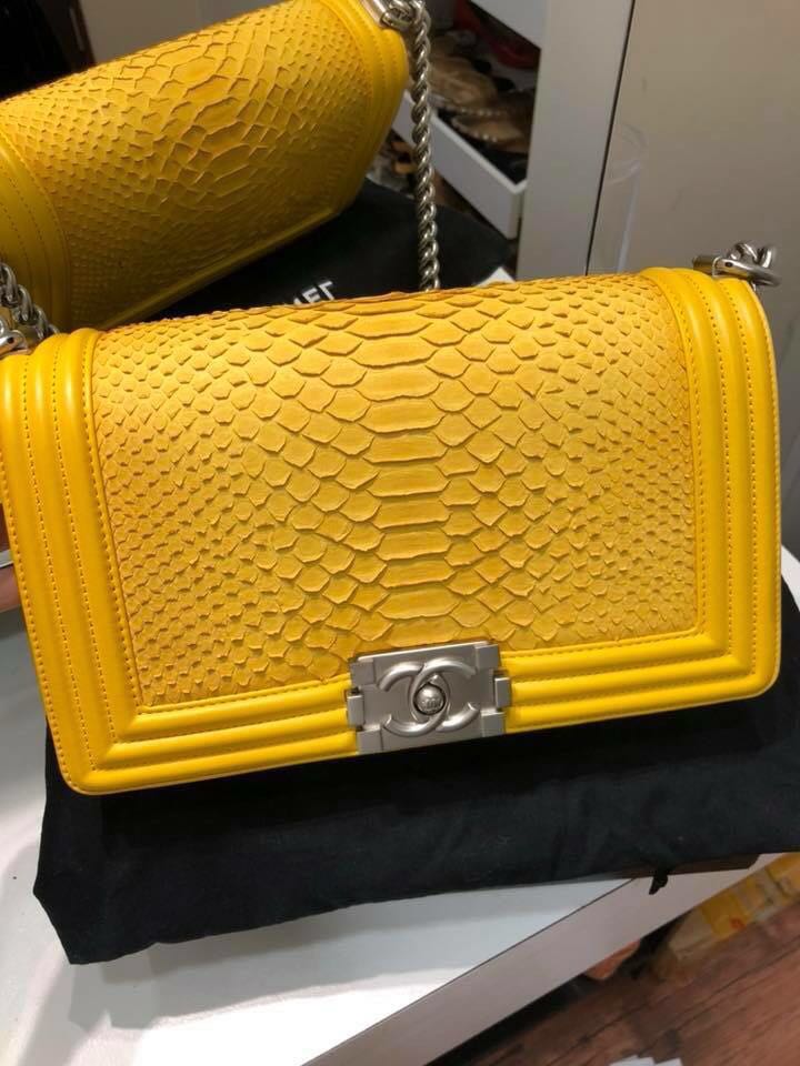 Authentic Chanel boy python, Luxury, Bags & Wallets on Carousell