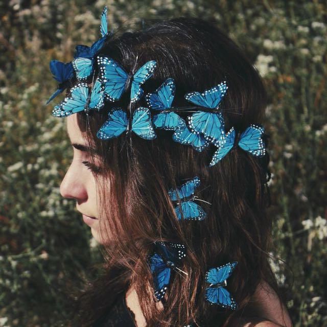 Blue Butterflies Butterfly Hair Clips Crown Accessory Bridal