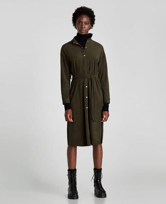 Zara suede effect online dress