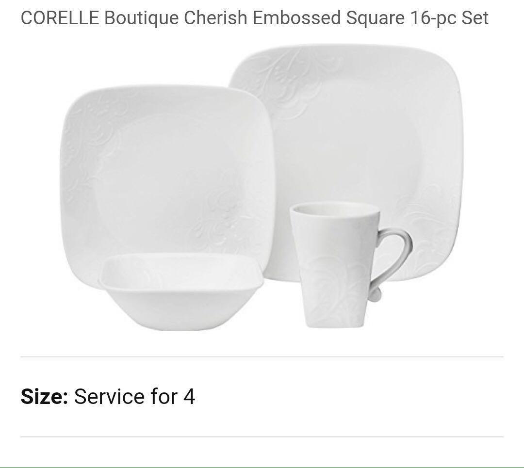Corelle 16 pc Square Dinnerware CLEARANCE SALE, Furniture & Home