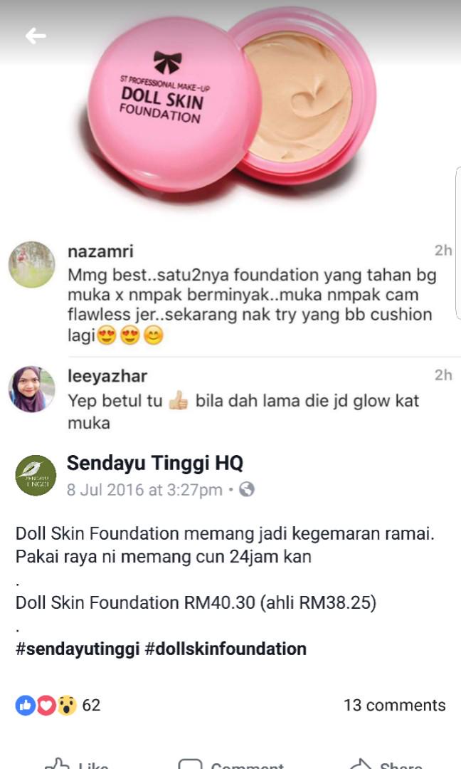 Doll Skin Foundation Sendayu Tinggi Health Beauty Makeup On Carousell
