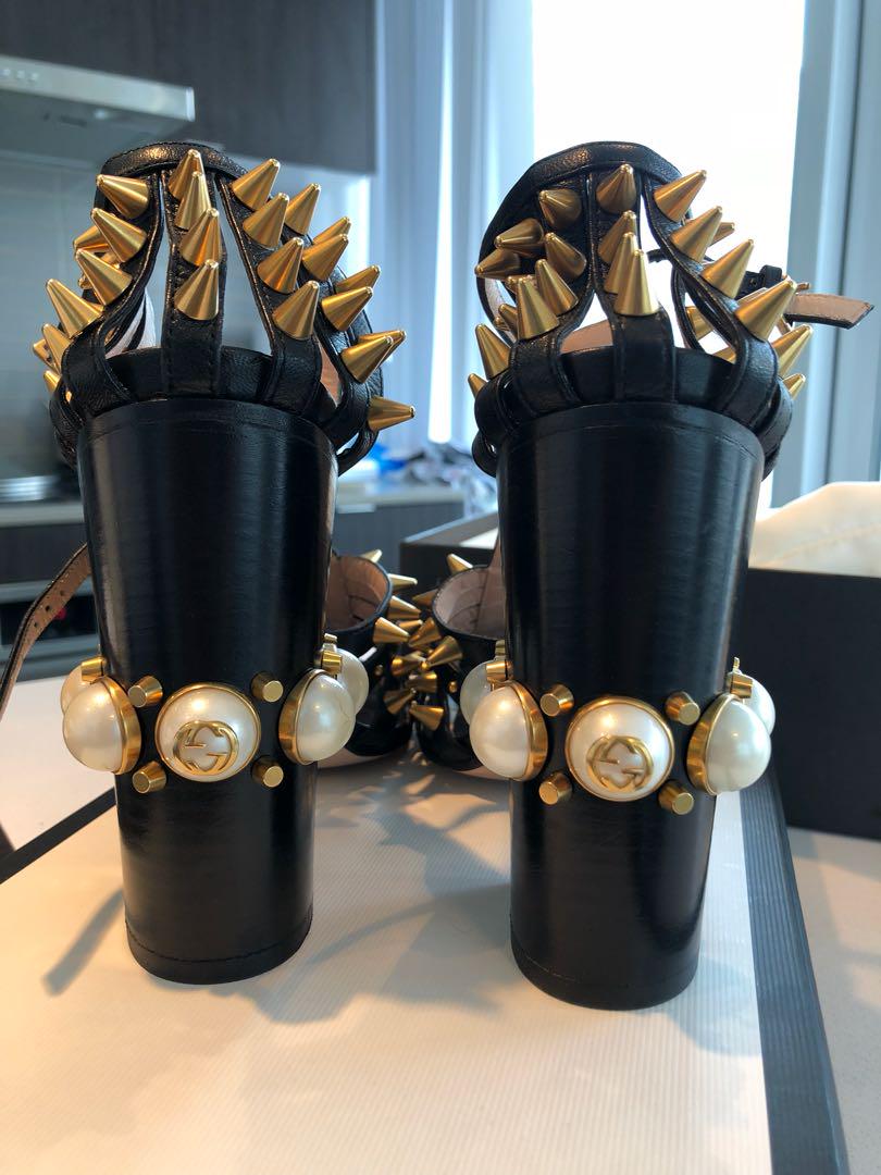 GUCCI Kid Leather Studded Kendall Heel Women s Fashion Shoes on Carousell
