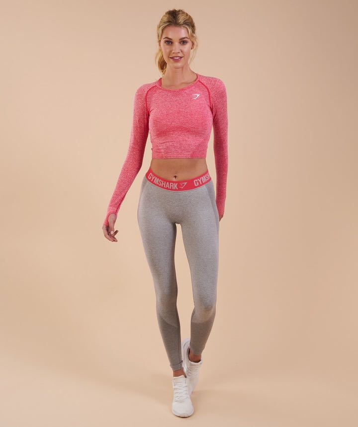 Gymshark flex highwaisted leggings pink grey, Women's Fashion, Activewear  on Carousell