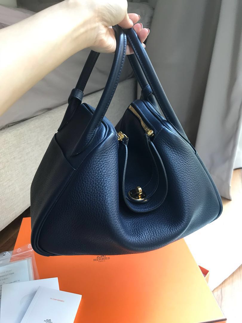 Hermes Lindy 26 Bleu Nuit PHW, Luxury, Bags & Wallets on Carousell
