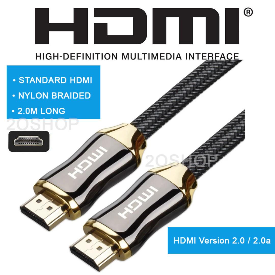 High Performance High Speed Hdmi Cable Version 2 0 Nylon Braided 2 0m Supports Hdmi Arc 4k Ethernet Uhd Fullhd 1080p 3d Electronics Computer Parts Accessories On Carousell
