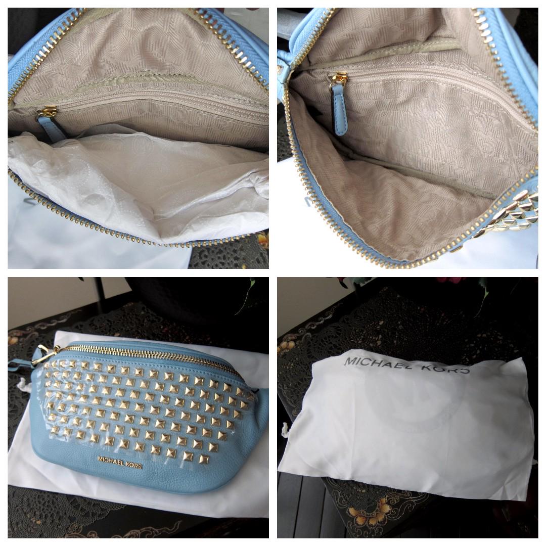 Michael Kors Rhea Studded Leather Fanny Pack Waist Belt Bag Pouch