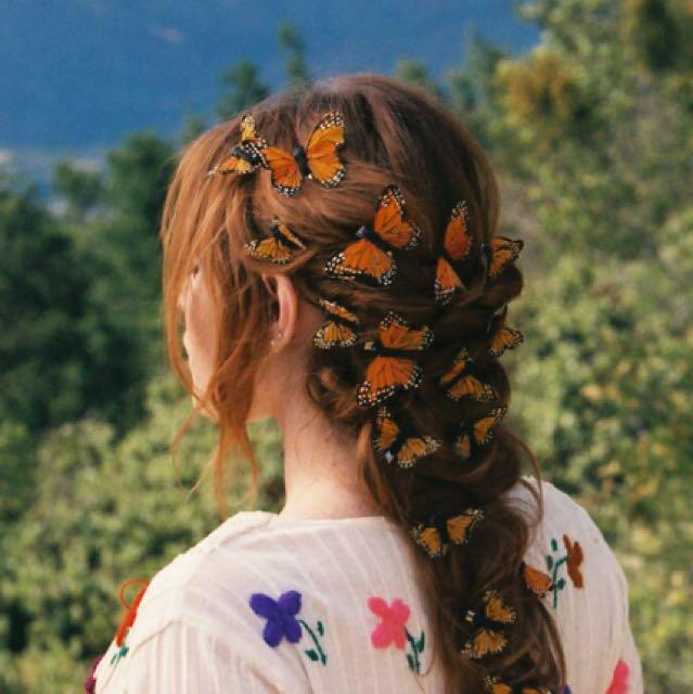 Monarch Butterfly Hair Clips Wedding Bridal Garden Fairy