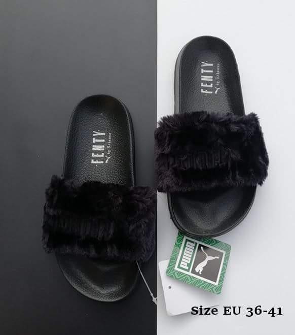 Puma fur slides store black