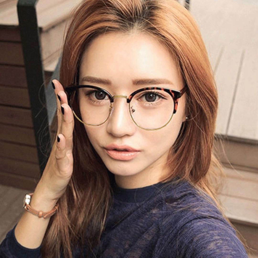 Round Lenses Half Frame Cat Eye Glasses