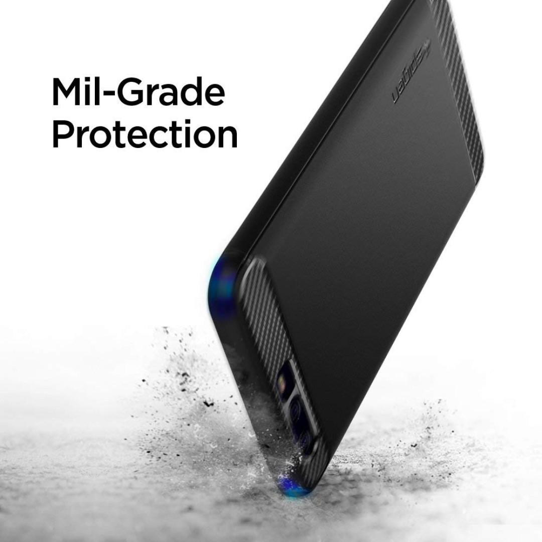 Spigen Rugged Armor Case for Huawei P10 and P10 Plus (Category: Huawei) located in Manila. Submitted by techsmartph (Listing ID 181787373, Image 2). Description: Huawei P10 - P850 Huawei P10 Plus - P950 -New look featuring glossy accents and carbon fiber textures -Flexible TPU case with interior spider-web pattern & Raised lip to protects screen -Air Cushion Technology for shock absorption -Tactile buttons for solid feedback and an easy press -Hu