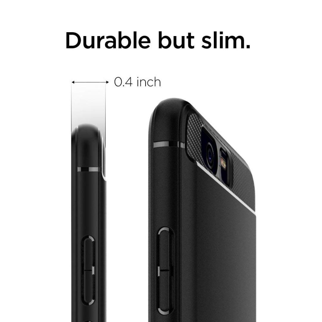 Spigen Rugged Armor Case for Huawei P10 and P10 Plus (Category: Huawei) located in Manila. Submitted by techsmartph (Listing ID 181787373, Image 3). Description: Huawei P10 - P850 Huawei P10 Plus - P950 -New look featuring glossy accents and carbon fiber textures -Flexible TPU case with interior spider-web pattern & Raised lip to protects screen -Air Cushion Technology for shock absorption -Tactile buttons for solid feedback and an easy press -Hu