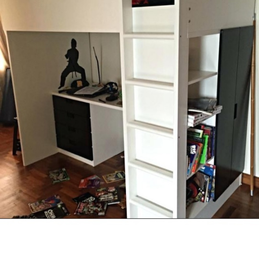 Stuva Ikea Loft Bed Black Wardrobe On Carousell
