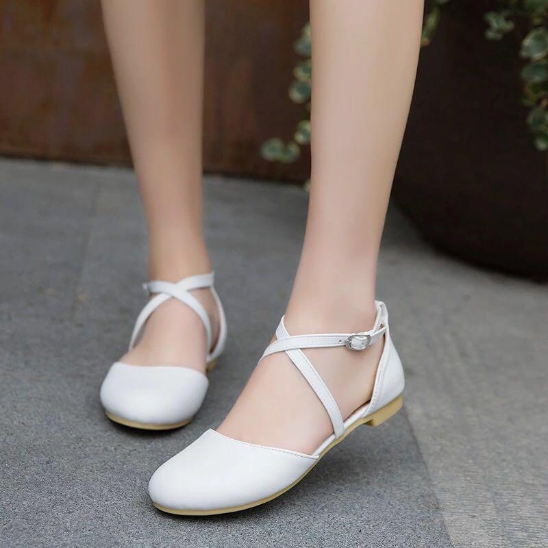 White Rounded covered Toe Shoe Strap 