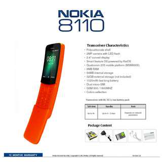 2018 New Nokia 8110 Banana AP Cellular Phone - orange