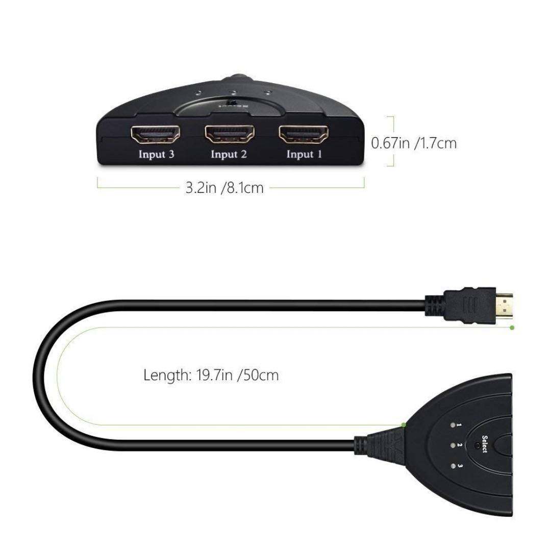 1016 Select Hdmi Switch Splitter Joney 3 In 1 Out Port Hdmi Cable Support 1080p 3d Hd Tv Lcd Pc Projector Auto Switch To Any Hdmi Input Device By Press The Button Electronics Others On Carousell