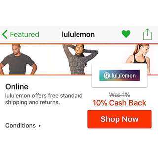Lululemon Cash back