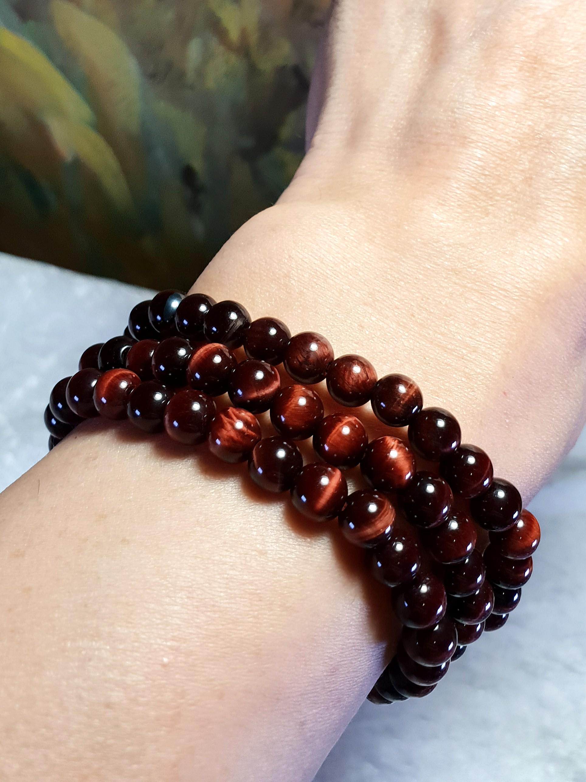 3 loop 6mm natural Red Tiger Eye bracelet necklace Natural Crystal