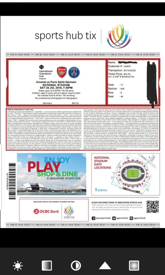 Arsenal vs PSG 4 Tickets!, Hobbies & Toys, Memorabilia & Collectibles