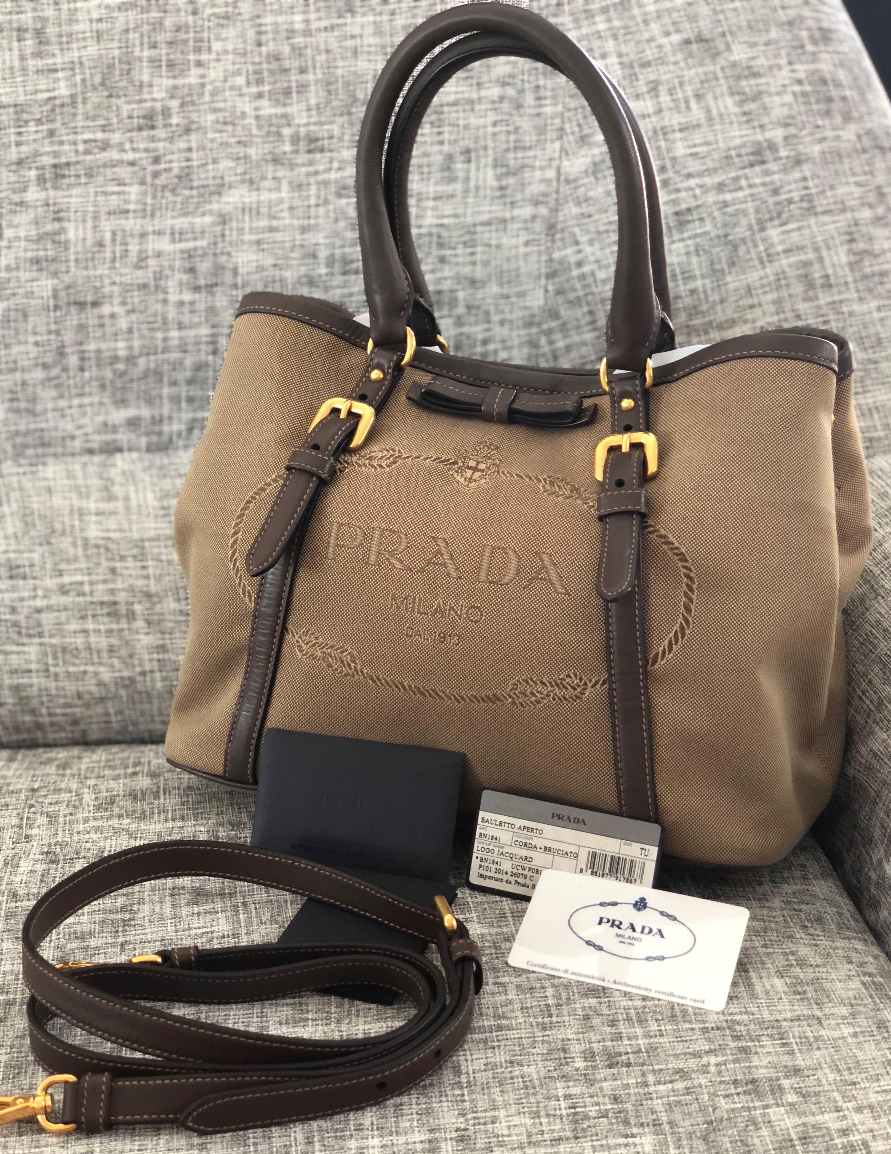 Authentic Prada Jacquard Logo 2 Way Bag, Luxury, Bags & Wallets on ...