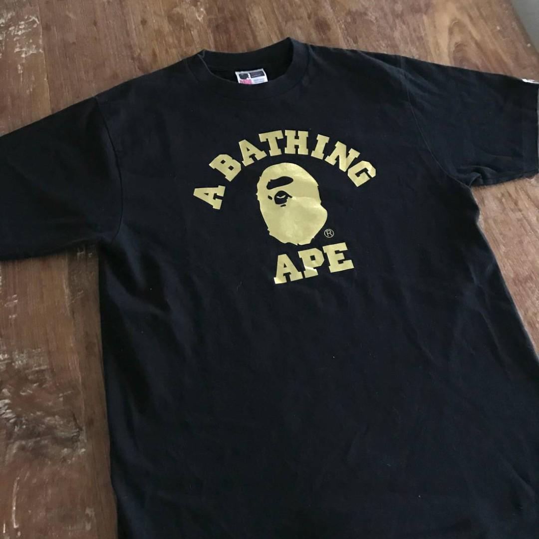 black and gold bape shirt