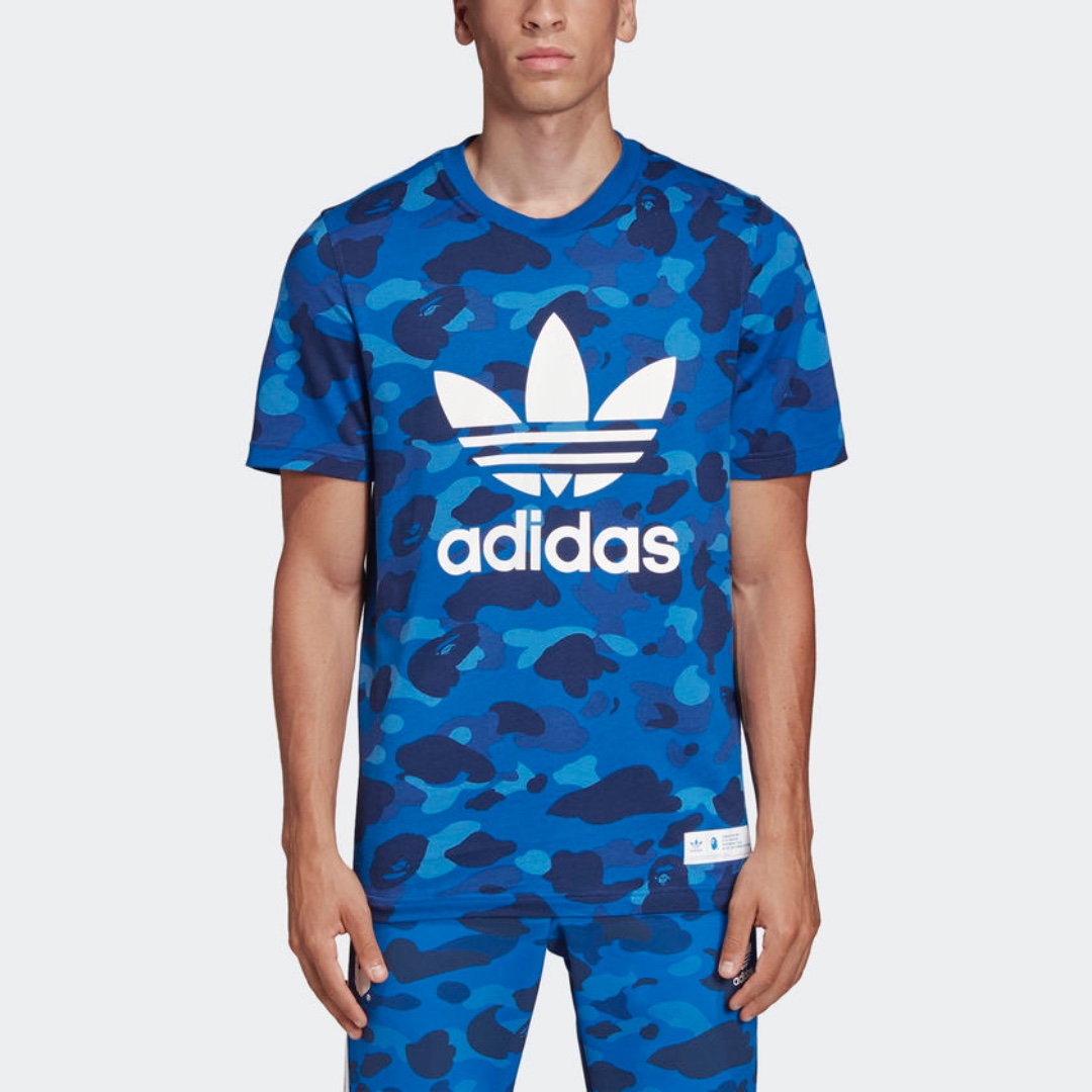 BAPE X Adidas Blue Tee size XS Men s Fashion Tops Sets Tshirts Polo Shirts on Carousell