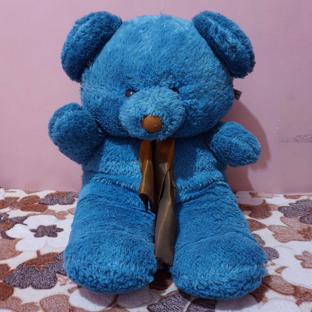 big blue stuffed bear