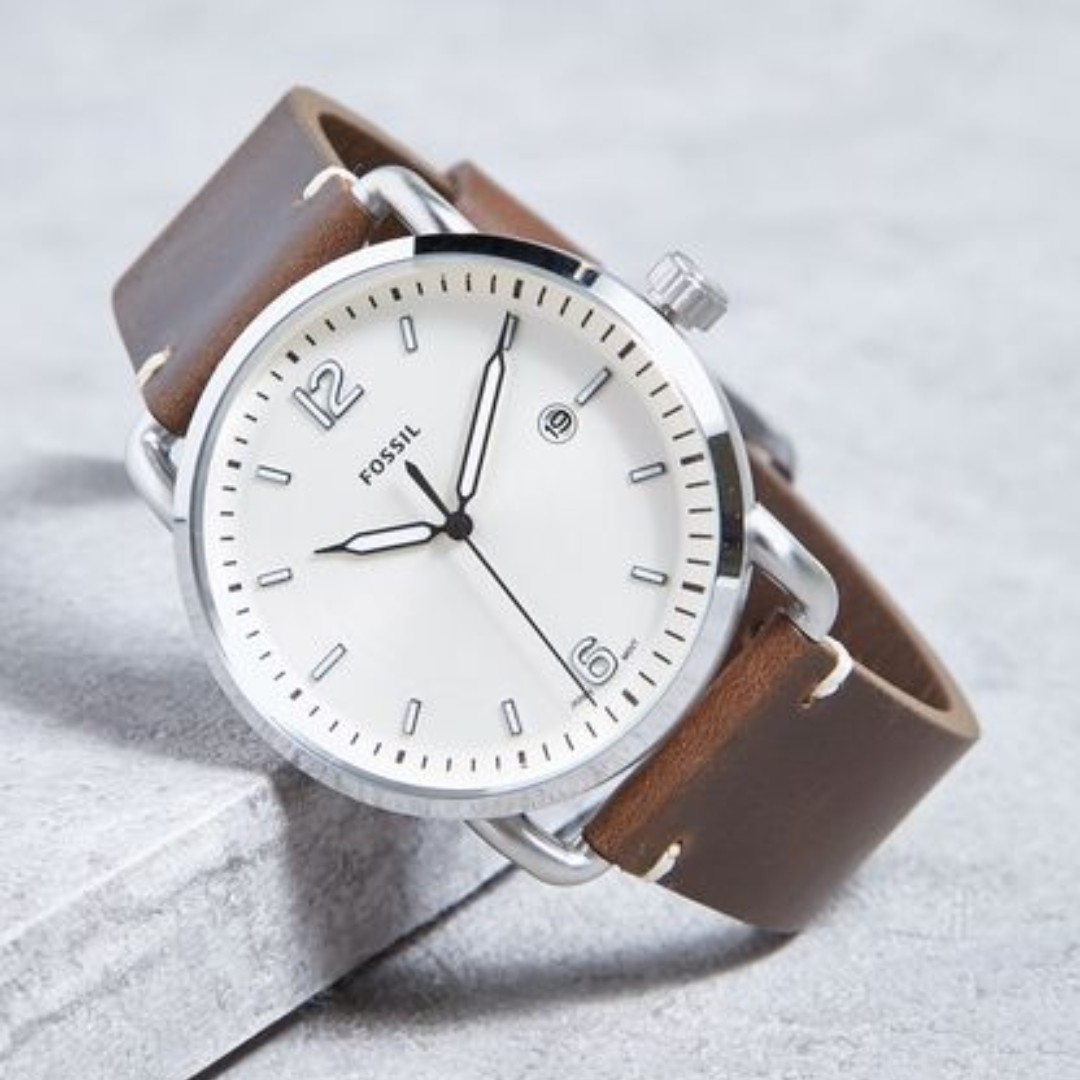 Bnib Fossil The Commuter Quartz Cream Dial Fs5275 Mens Watch