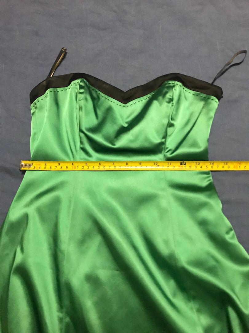 Emerald Green Party Dress COAST Emerald  Green  Black Satin A line Strapless Party  