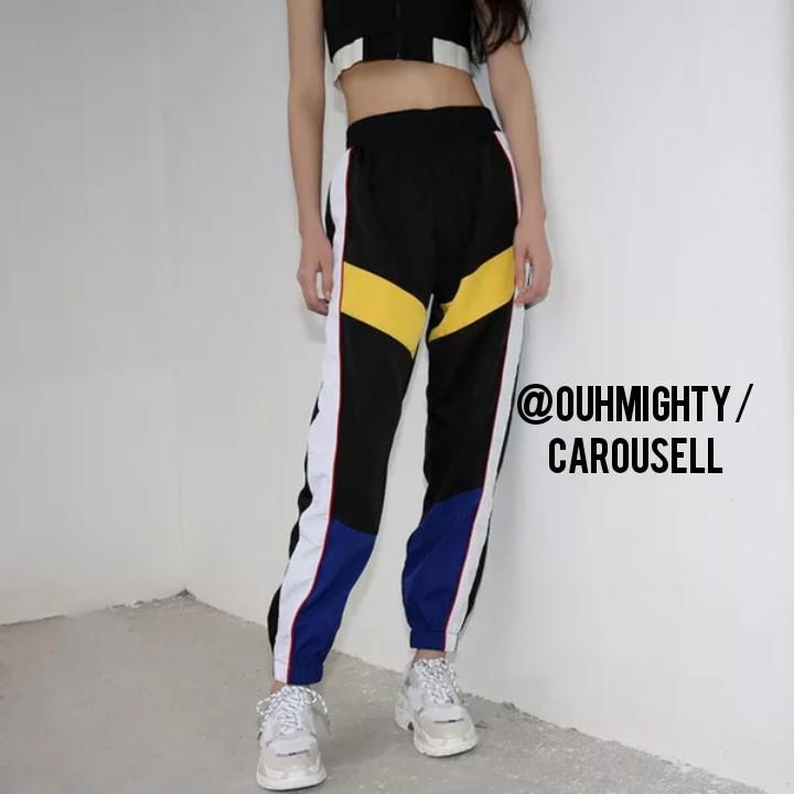 Yellow joggers 2025 with black stripe