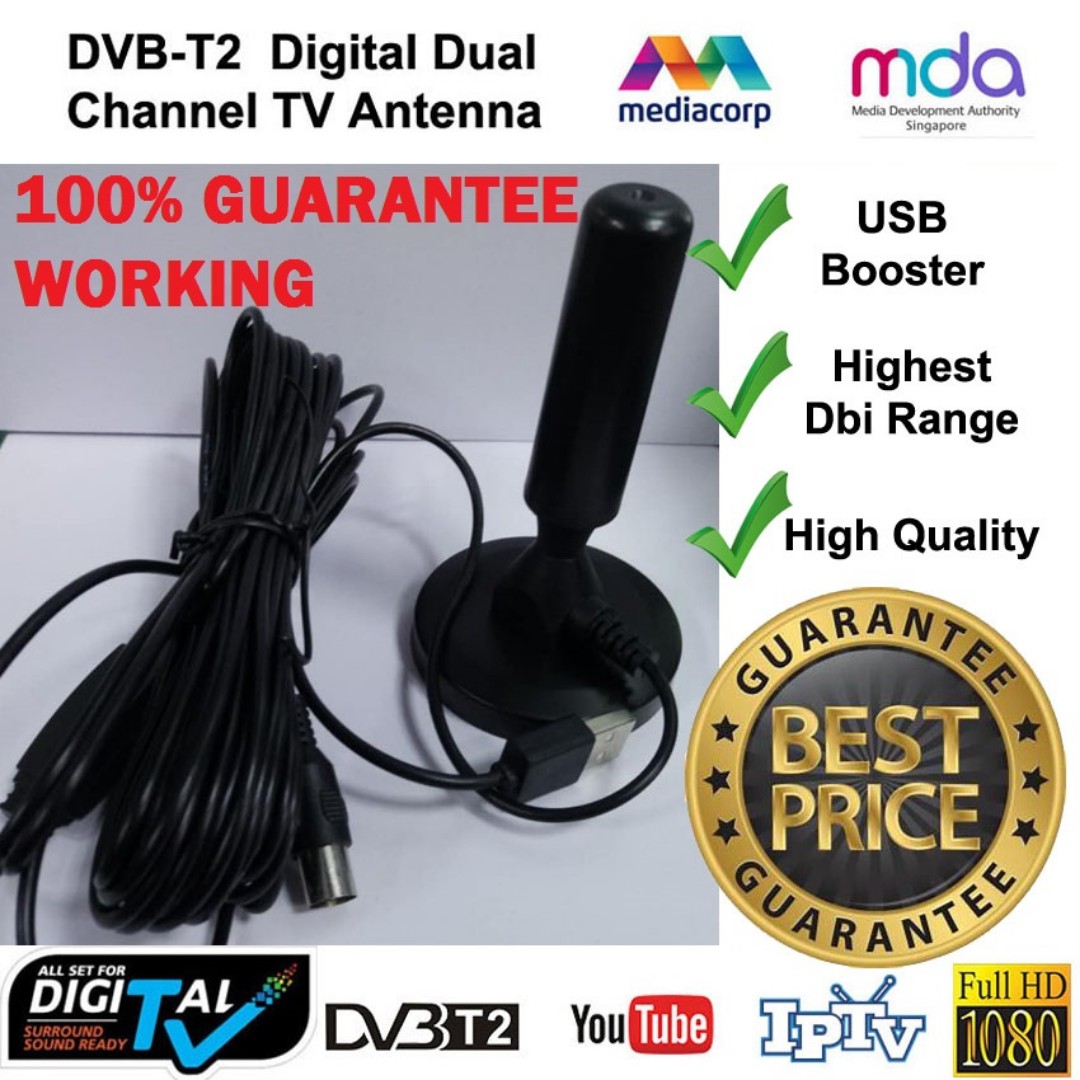 Best USB Booster Antenna for TV HDTV Digital DVB-T2/FM Dual channel. Super  Strong Receiving Quality., Home Appliances, TVs & Entertainment Systems on  Carousell