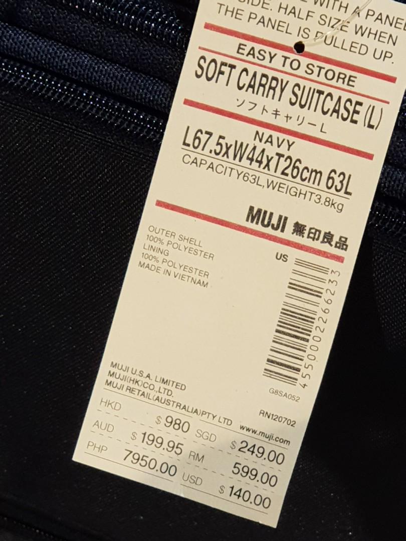 Muji Foldable Soft Carry Bag Large (Navy), Hobbies & Toys, Travel ...