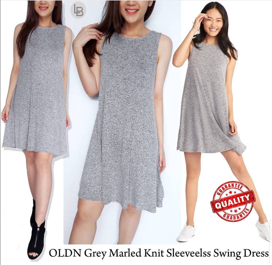 Oldnavy Grey Marled Knit Sleeveless Swing Dress K780