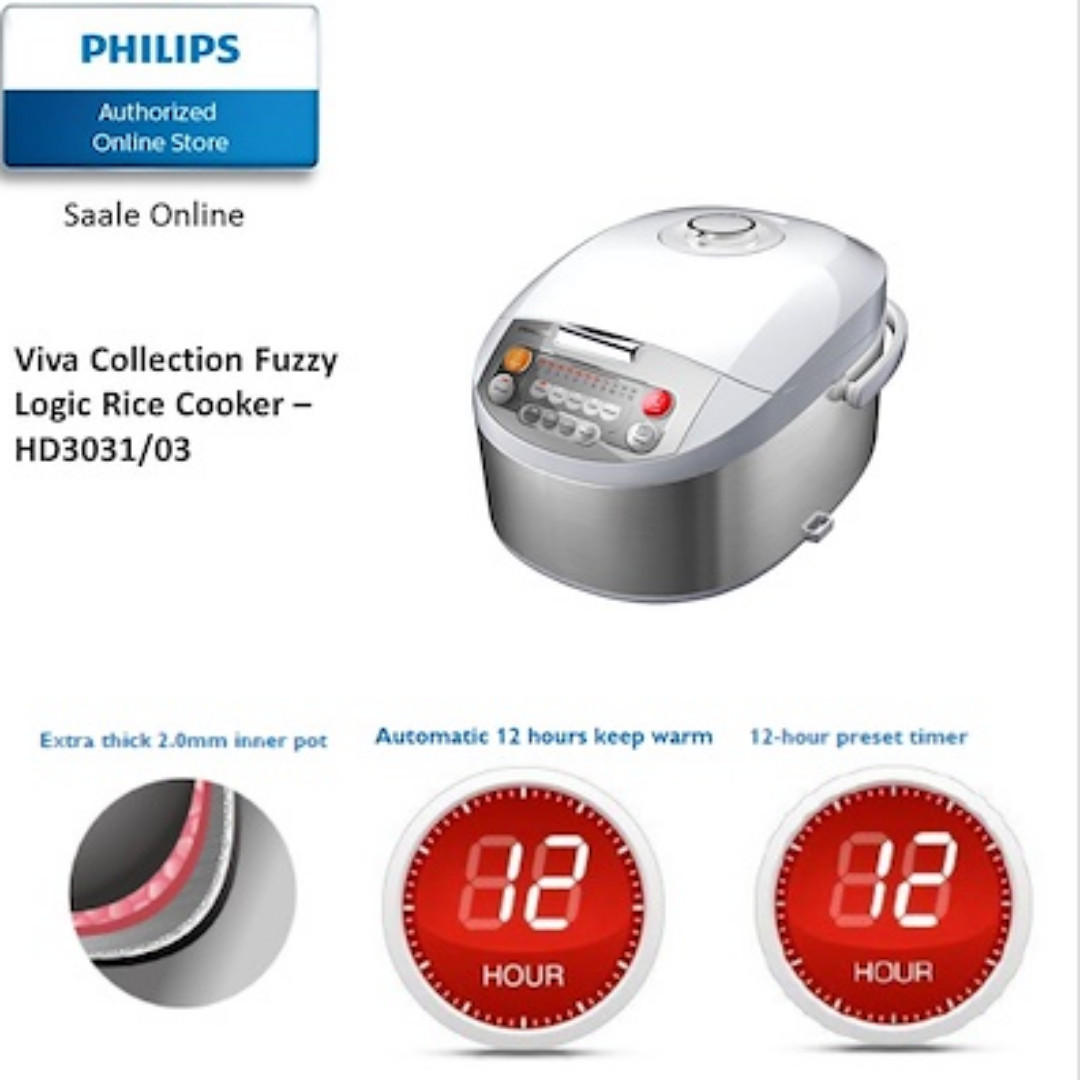 Philips Viva Collection Fuzzy Logic Rice Cooker Hd3031 03 With 2 Years International Warranty Home Appliances Kitchenware On Carousell