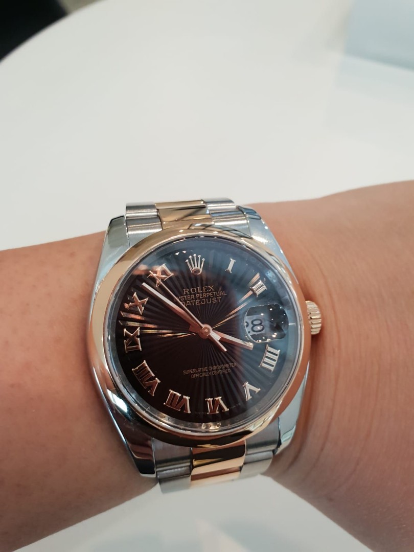 rolex datejust two tone rose gold