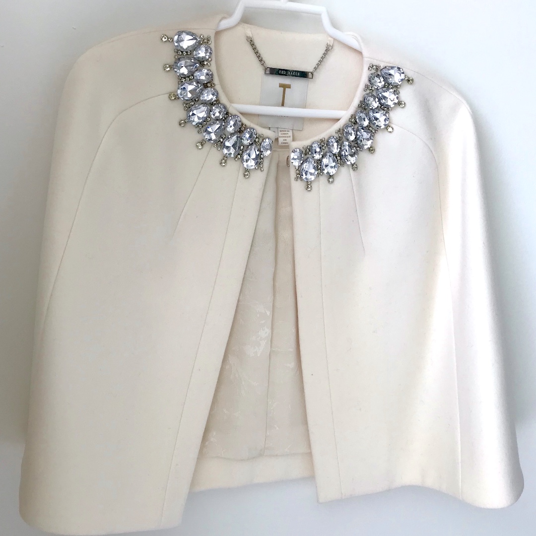 Ted Baker Embellished Cream Cape Coat Luxury Apparel on Carousell