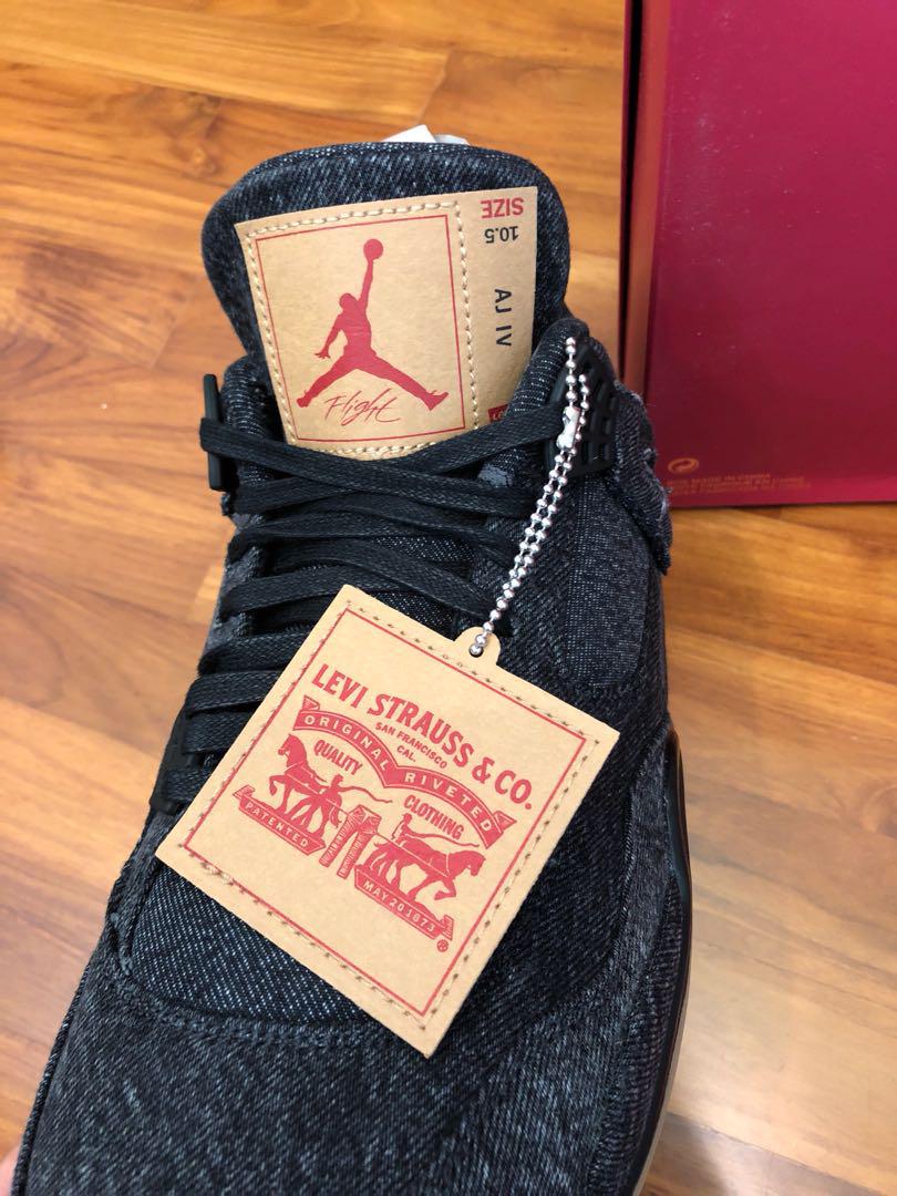 US10.5 Levi s Nike Air Jordan 4 Men s Fashion Footwear Sneakers on Carousell