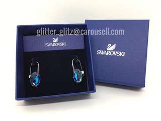 14k Gold Round Swarovski Earrings Women S Fashion Jewellery New Genuine Swarovski Galet Blue Earrings 949740 Rrp S