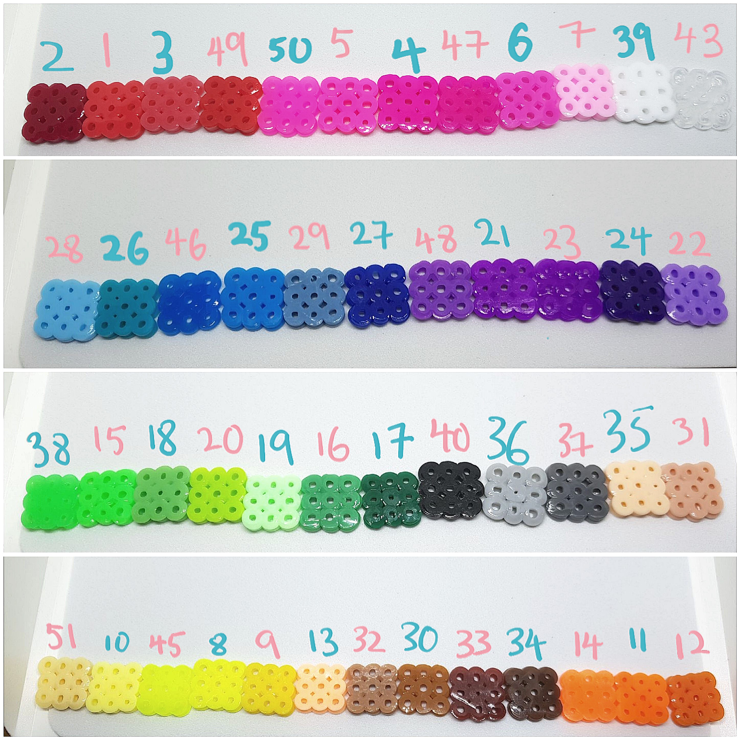 Oos (1 per 100 beads) 5mm 48 coloured Fuse Beads refill packs.(Hama/Perler Styled) Slime