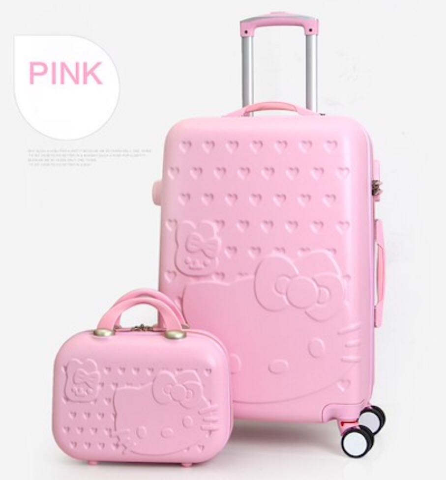 24” hello kitty Hard Case Luggage and 14” suitcase set, Hobbies & Toys