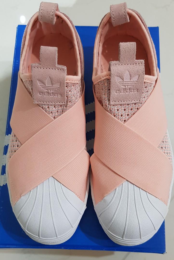 adidas superstar slip on peach