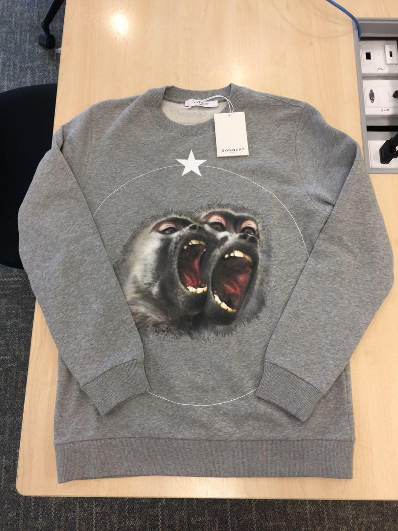 Authentic SS16 GIVENCHY Screaming Monkey Grey Sweater Shirt, Luxury,  Apparel on Carousell