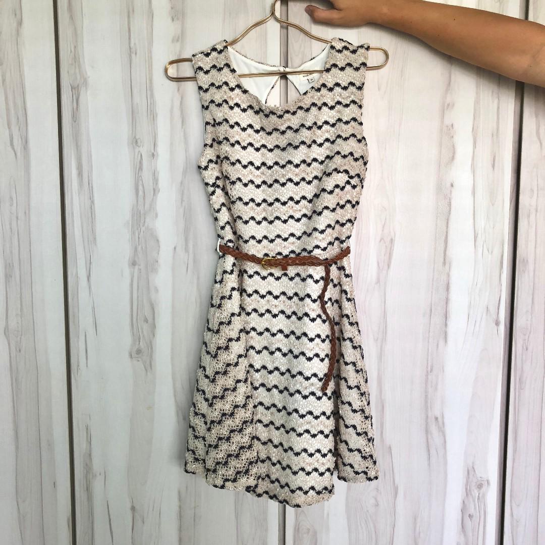 cream and navy dress