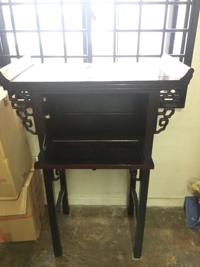 Buddhist Taoist Rosewood Altar With Storage Drawer