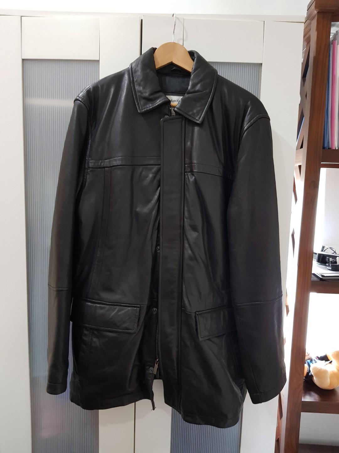 calvin klein mens leather jacket